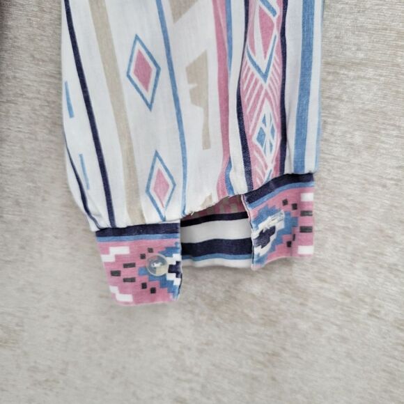 Blair Vintage Aztec Western Pastel Button Down Top Shirt Blouse Women's - Picture 3 of 10